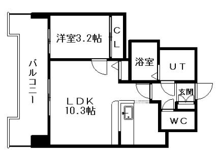 ＵＵＲコート札幌北三条 1305｜北海道札幌市中央区北三条東３丁目(賃貸マンション1LDK・13階・33.35㎡)の写真 その2