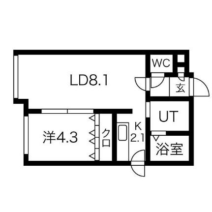 ディスティニーII 203｜北海道札幌市中央区北六条西１０丁目(賃貸マンション1LDK・2階・34.00㎡)の写真 その2