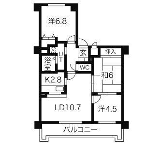 朝日プラザ南16条 404｜北海道札幌市中央区南十六条西９丁目(賃貸マンション3LDK・4階・65.74㎡)の写真 その2