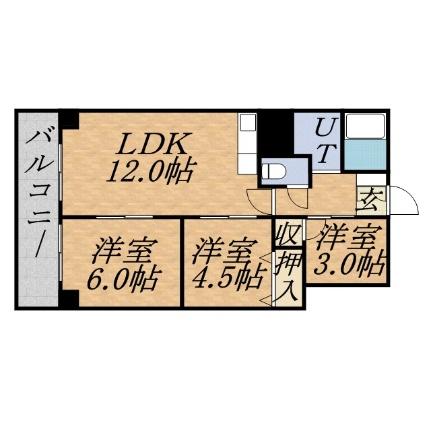 共済ハウス 503｜北海道札幌市中央区南六条西１１丁目(賃貸マンション3LDK・5階・63.00㎡)の写真 その2