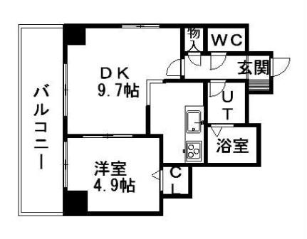 レジディア北2条イーストII 205｜北海道札幌市中央区北二条東１丁目(賃貸マンション1LDK・2階・35.69㎡)の写真 その2