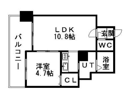 エッジウォーターテラス 207｜北海道札幌市中央区南六条東２丁目(賃貸マンション1LDK・2階・33.75㎡)の写真 その2