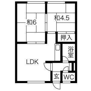 ピソ南郷 201｜北海道札幌市白石区南郷通２０丁目南(賃貸アパート2DK・2階・43.74㎡)の写真 その2