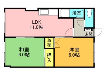 松下ビル 0303｜北海道札幌市白石区北郷二条２丁目(賃貸マンション2LDK・3階・42.55㎡)の写真 その2