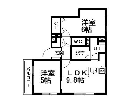 パークシティ新札幌 101｜北海道札幌市厚別区厚別南２丁目(賃貸マンション2LDK・1階・45.53㎡)の写真 その2