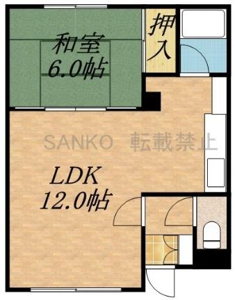 コーポ桑島 202｜北海道札幌市東区北十六条東１２丁目(賃貸アパート1LDK・2階・37.49㎡)の写真 その2