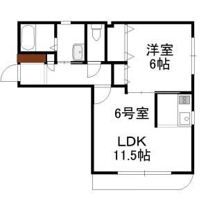 アシルＮ20 306｜北海道札幌市東区北二十条東１６丁目(賃貸マンション1LDK・3階・42.05㎡)の写真 その2