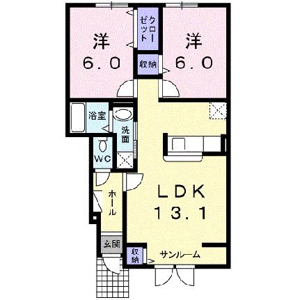 Ｅｔｅｒｎａｌ　Ｂ 102｜北海道札幌市東区東苗穂十条３丁目(賃貸アパート2LDK・1階・57.86㎡)の写真 その2