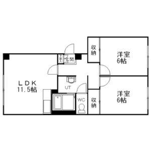 アルファコスモ伏古公園 00107｜北海道札幌市東区伏古六条２丁目(賃貸マンション2LDK・1階・55.02㎡)の写真 その2