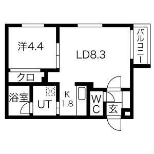 フロントロー栄町 305｜北海道札幌市東区北三十八条東１６丁目(賃貸マンション1LDK・3階・34.91㎡)の写真 その2