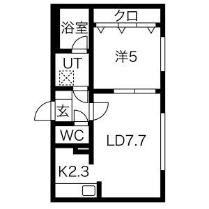 フロントロー栄町 406｜北海道札幌市東区北三十八条東１６丁目(賃貸マンション1LDK・4階・35.30㎡)の写真 その2