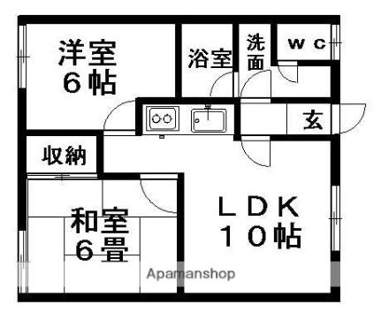 谷浦マンション 203｜北海道札幌市清田区清田一条４丁目(賃貸アパート2LDK・2階・45.90㎡)の写真 その2