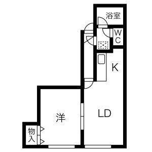 シャネル中の島 205｜北海道札幌市豊平区中の島一条９丁目(賃貸アパート1LDK・2階・32.44㎡)の写真 その2