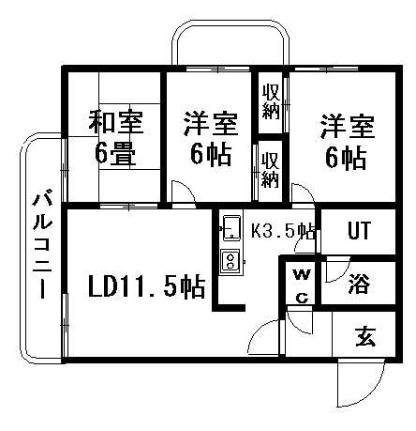 ＰＡＲＫ　ＣＯＵＲＴ 205｜北海道札幌市豊平区美園四条８丁目(賃貸マンション3LDK・2階・63.50㎡)の写真 その2