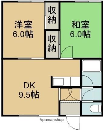 コーポオトＣ B｜北海道北斗市追分４丁目(賃貸アパート2LDK・1階・48.60㎡)の写真 その2