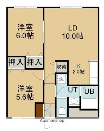 ピュアパレス川原 203｜北海道函館市川原町(賃貸マンション2LDK・2階・52.65㎡)の写真 その2