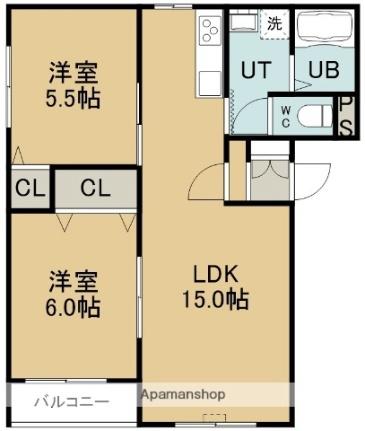 マンションきむら 301｜北海道函館市新川町(賃貸マンション2LDK・3階・55.63㎡)の写真 その2