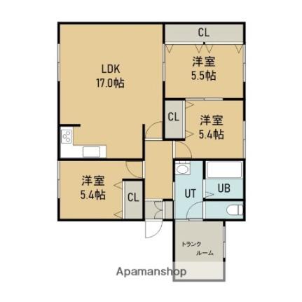 セントマーク 2F｜北海道函館市白鳥町(賃貸アパート3LDK・2階・68.63㎡)の写真 その2