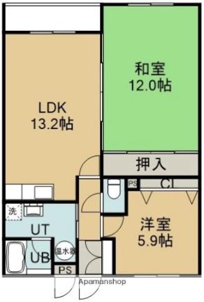 Ｓコートグレイン 103｜北海道函館市中道１丁目(賃貸マンション2LDK・1階・67.00㎡)の写真 その2