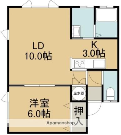 エクセルハイム 105｜北海道函館市上野町(賃貸アパート1LDK・1階・42.40㎡)の写真 その2