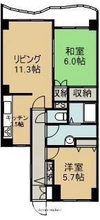 マンションリヴァージュ 211｜北海道函館市田家町(賃貸間借り2LDK・2階・61.92㎡)の写真 その2