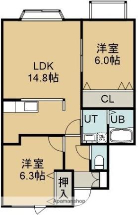 ペアコートＧ 102｜北海道北斗市久根別１丁目(賃貸アパート2LDK・1階・59.50㎡)の写真 その2