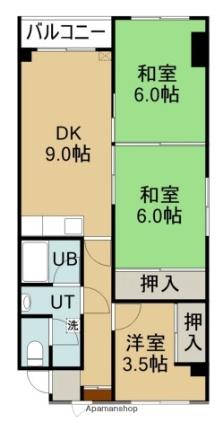 シャトーはまなす 307｜北海道函館市金堀町(賃貸マンション3DK・3階・57.02㎡)の写真 その2