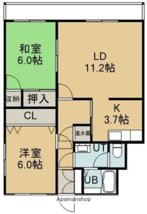 ＭＳねむの木 306｜北海道函館市鍛治１丁目(賃貸マンション2LDK・3階・59.71㎡)の写真 その2