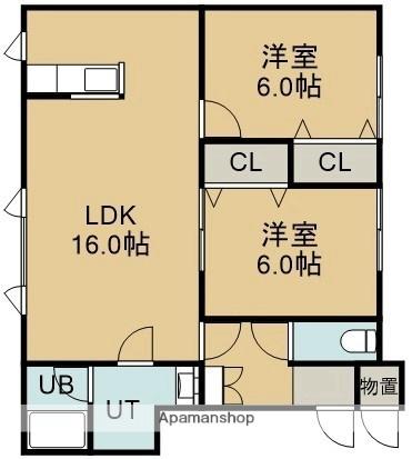 メゾンドフォンテヌ 102｜北海道亀田郡七飯町大中山１丁目(賃貸アパート2LDK・1階・68.18㎡)の写真 その2