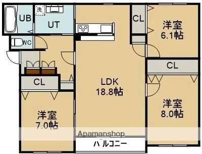 さくらＴＲＡ 302｜北海道函館市松陰町(賃貸マンション3LDK・3階・90.57㎡)の写真 その2
