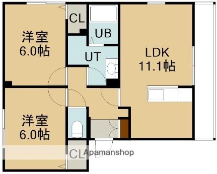 Ｄ－ｒｏｏｍ湯川 105 ｜ 北海道函館市湯川町３丁目（賃貸アパート2LDK・1階・54.23㎡） その2