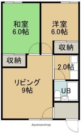 コーポはまなす 103｜北海道函館市湯浜町(賃貸アパート2LDK・1階・50.64㎡)の写真 その2