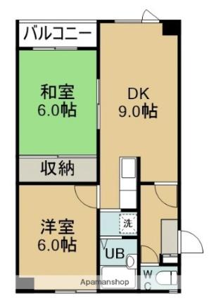 イーストリバー 202｜北海道函館市東川町(賃貸マンション2DK・2階・46.69㎡)の写真 その2