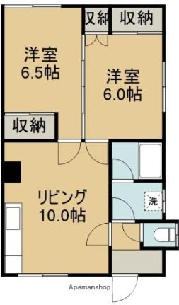 コーポはまなす 202｜北海道函館市本通２丁目(賃貸アパート2LDK・2階・50.41㎡)の写真 その2