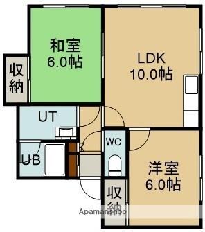 メゾン藤野III 208｜北海道函館市海岸町(賃貸アパート2LDK・2階・47.02㎡)の写真 その2