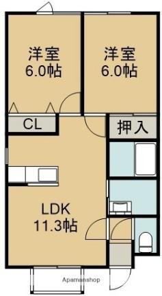 ルミエール日吉 201｜北海道函館市日吉町３丁目(賃貸アパート2LDK・2階・49.41㎡)の写真 その2