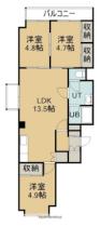 あけぼのマンション 506 ｜ 北海道函館市中島町（賃貸マンション3LDK・5階・69.88㎡） その2