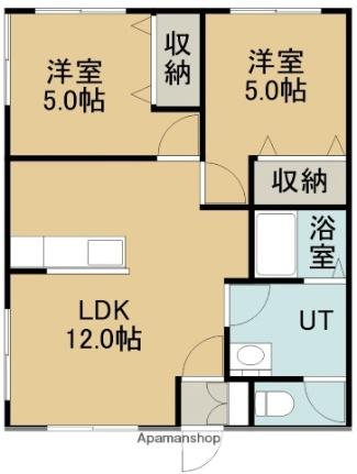 グリーンハイム森本 207｜北海道函館市東川町(賃貸アパート2LDK・2階・50.33㎡)の写真 その2