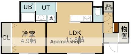 ウッディハウス 1-C｜北海道函館市亀田本町(賃貸アパート1LDK・1階・42.64㎡)の写真 その2