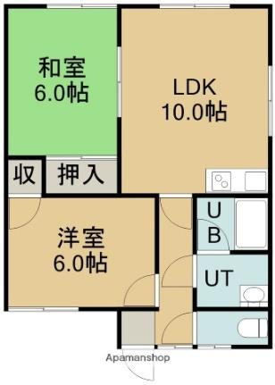 ユピテル参番館 205｜北海道北斗市七重浜３丁目(賃貸アパート2LDK・2階・53.00㎡)の写真 その2