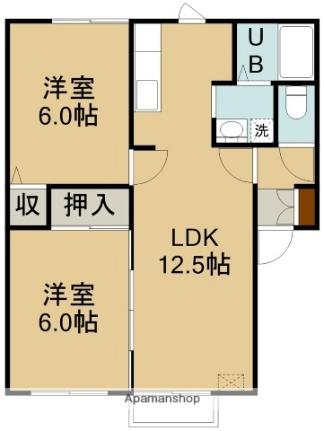 クレセント日の出II 201｜北海道函館市日乃出町(賃貸アパート2LDK・2階・53.71㎡)の写真 その2