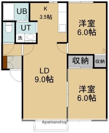 クレセント日の出II 202｜北海道函館市日乃出町(賃貸アパート2LDK・2階・53.71㎡)の写真 その2