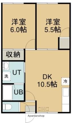 シティハイムかしわぎ 203｜北海道函館市柏木町(賃貸アパート2LDK・2階・53.00㎡)の写真 その2