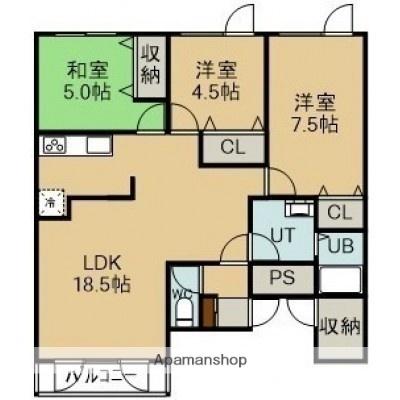 エンドレス五稜郭Ａ棟 101｜北海道函館市本通１丁目(賃貸マンション3LDK・1階・92.95㎡)の写真 その2