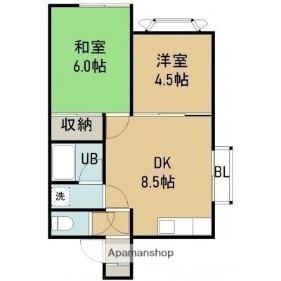 ハミール山の手 102｜北海道函館市山の手３丁目(賃貸アパート2DK・1階・40.91㎡)の写真 その2