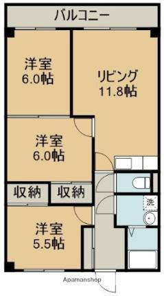 第1シャトウはまなす 304｜北海道北斗市七重浜７丁目(賃貸マンション3LDK・3階・58.62㎡)の写真 その2