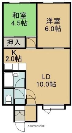 ハマナスハイツ 102｜北海道北斗市七重浜８丁目(賃貸アパート2LDK・1階・43.48㎡)の写真 その2