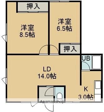 リヴェール鍛治I 101｜北海道函館市鍛治１丁目(賃貸アパート2LDK・1階・62.52㎡)の写真 その2