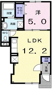 スパライ銀世V 104 ｜ 北海道函館市東山２丁目（賃貸アパート1LDK・1階・40.00㎡） その2