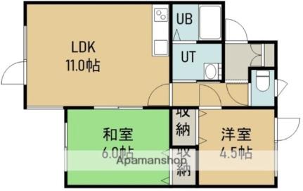 シティヒル 202｜北海道函館市富岡町１丁目(賃貸アパート2LDK・2階・49.83㎡)の写真 その2